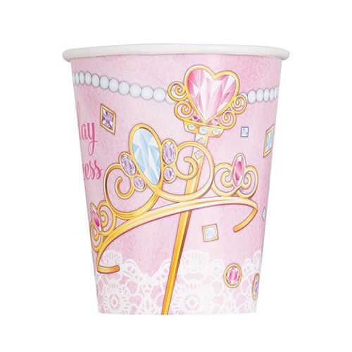 Pink Princess Paper Cups 8 Pack 270ml