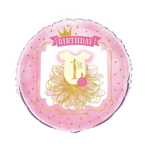 Pink & Gold 1st Birthday 45cm  Foil Balloon 