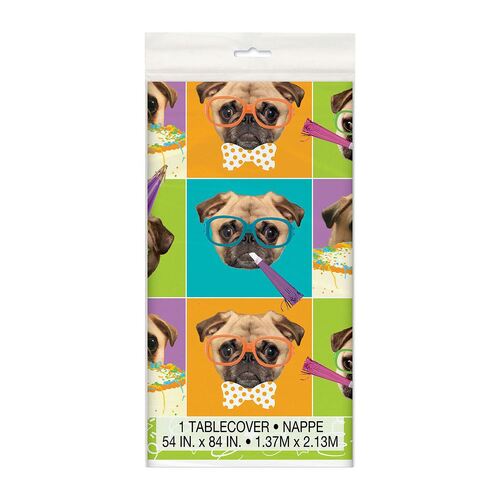Pug Puppy Birthday Printed Tablecover 