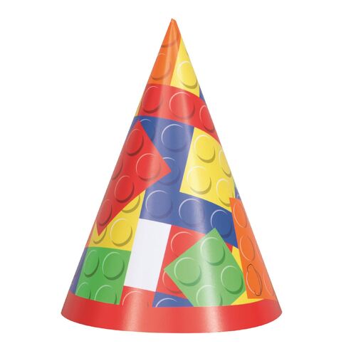 Building Blocks Party Hats 8 Pack