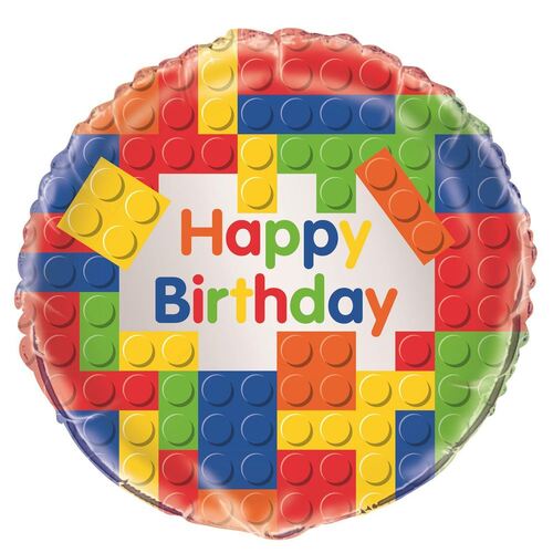 45cm Building Blocks Birthday  Foil Balloon Packaged