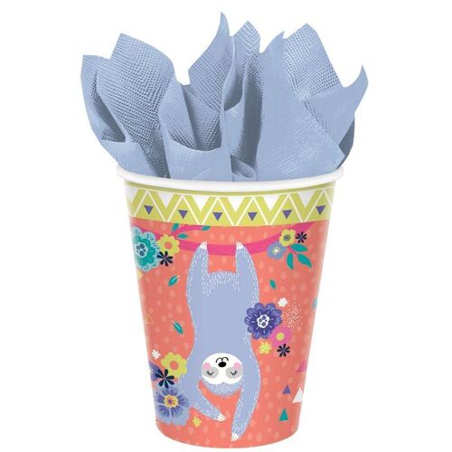 Sloth Paper Cups 266ml 8 Pack