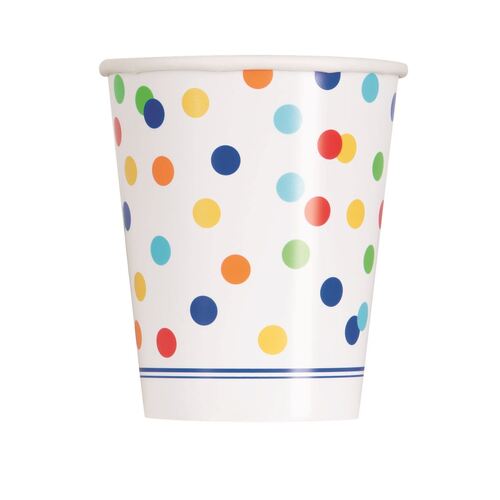 Rainbow Dots Paper Cups 8 Pack 270ml
