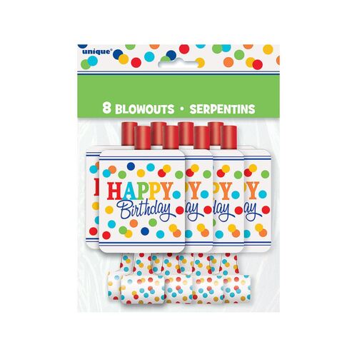 Rainbow Dots Blowouts 8 Pack