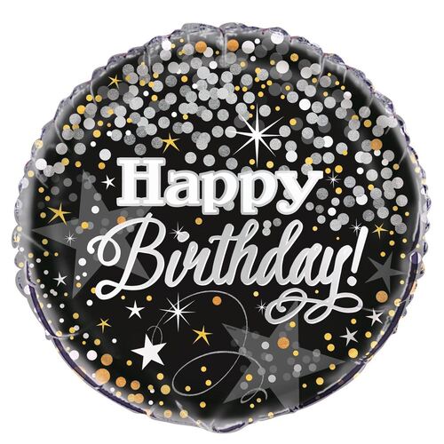 45cm Glittering Birthday Happy Birthday  Foil Balloon - Packaged