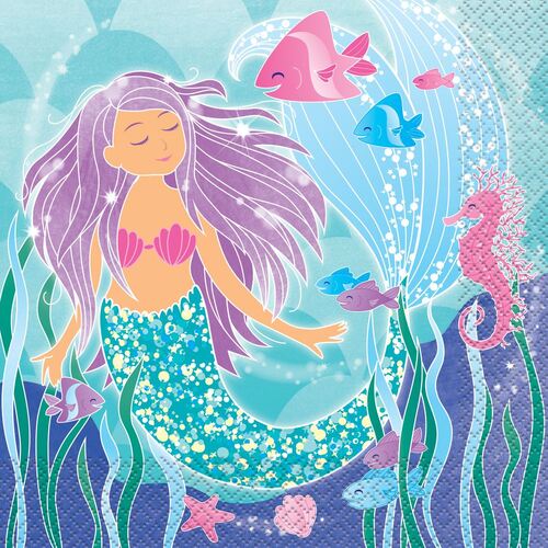 Mermaid Luncheon Napkins 2ply 16 Pack