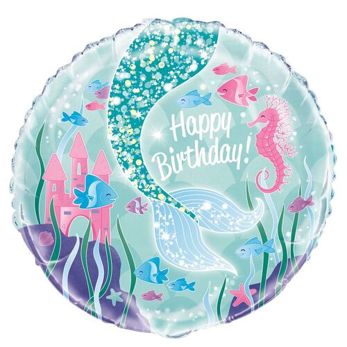 45cm Mermaid Happy Birthday  Foil Balloon Packaged