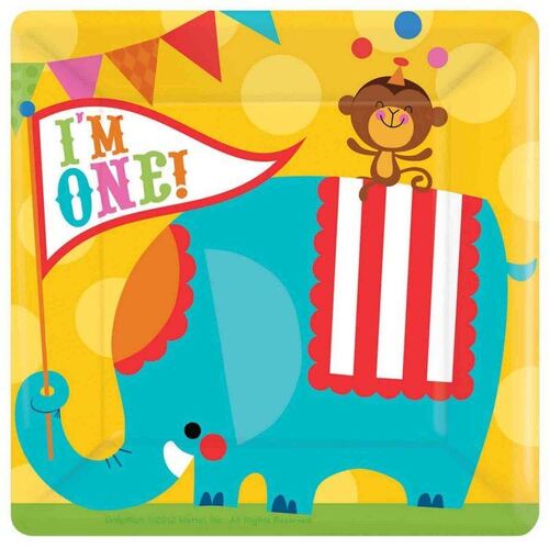 Fisher Price 1st Birthday Circus 26cm Plates 8 Pack