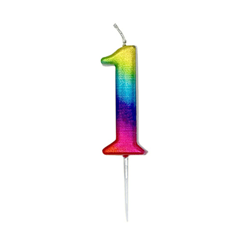 Mini Rainbow Pick Candles Number 1