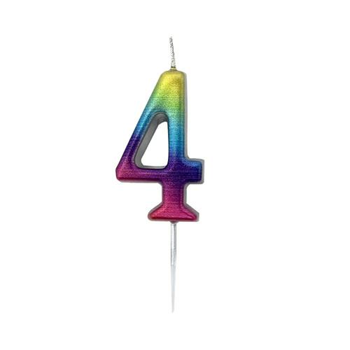 Mini Rainbow Pick Candles Number 4