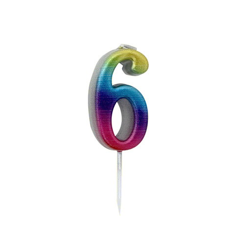 Mini Rainbow Pick Candles Number 6