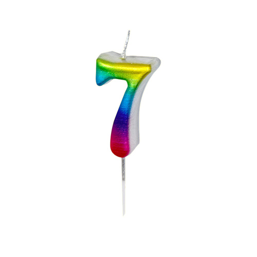 Mini Rainbow Pick Candles Number 7