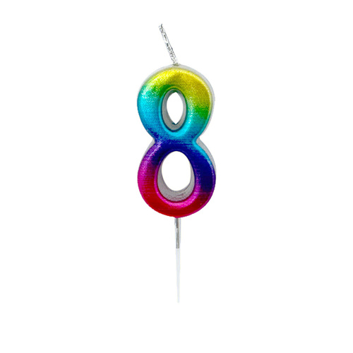 Mini Rainbow Pick Candles Number 8