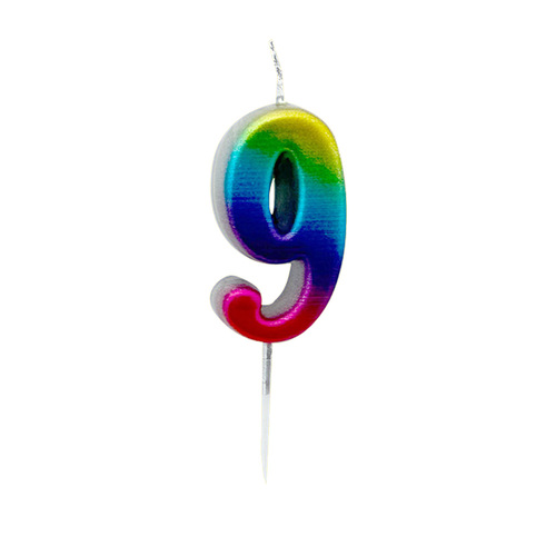 Mini Rainbow Pick Candles Number 9