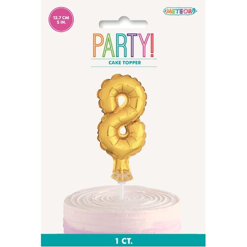 Gold Balloon Cake Topper "8" 12cm 