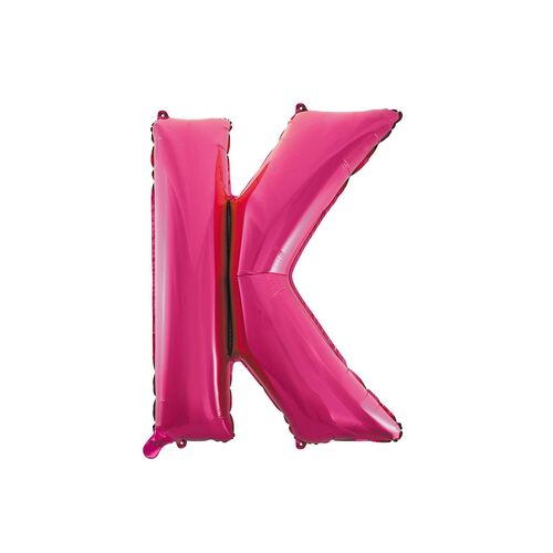 Hot Pink K Letter Foil Balloon 35cm