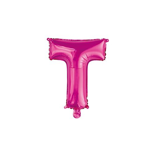 Hot Pink T Letter Foil Balloon 35cm