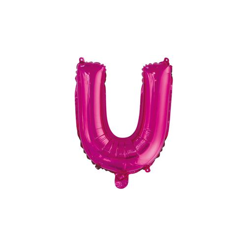 Hot Pink U Letter Foil Balloon 35cm