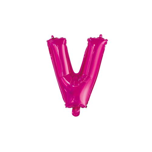 Hot Pink V Letter Foil Balloon 35cm