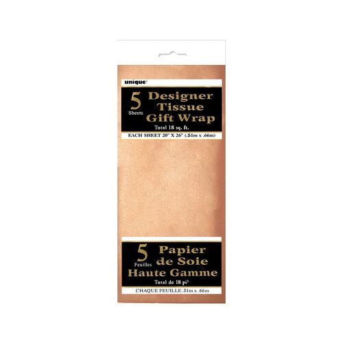 5 Tissue Sheets- Met Rose Gold