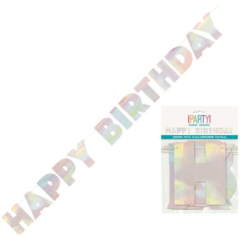 Iridescent Foil Happy Birthday'Day Banner