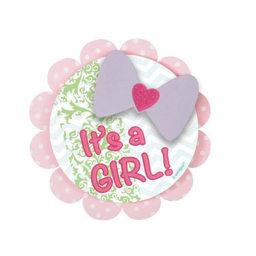 Its A Girl Bow Deluxe Badge