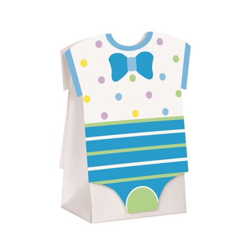 Blue Dots Baby Shower Favor Boxes 8 Pack