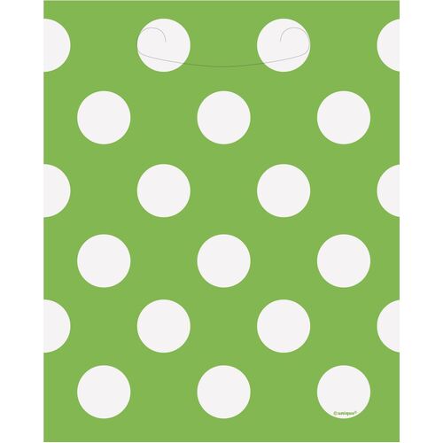 Dots 8 Loot Bags  - Lime Green