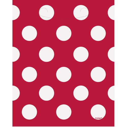 Dots 8 Loot Bags  - Red