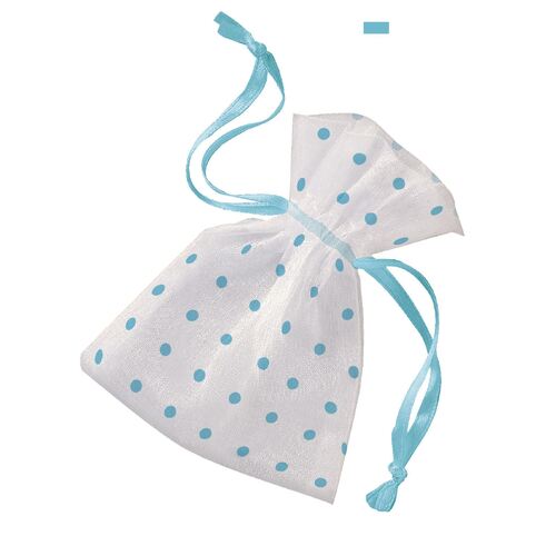 Blue Dots Baby Shower Organza Bags 6 Pack