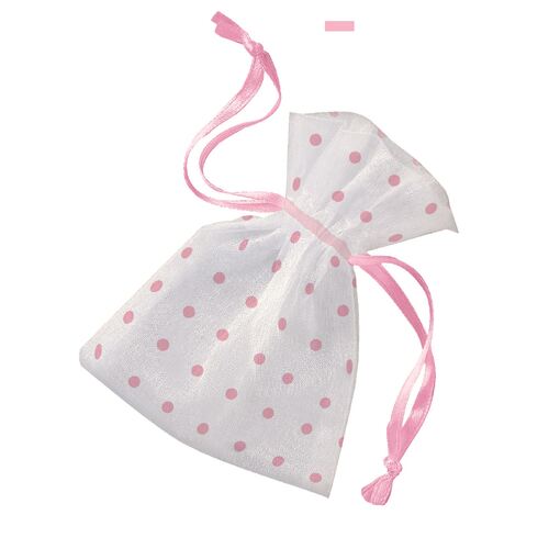 Pink Dots Baby Shower Organza Bags 6 Pack