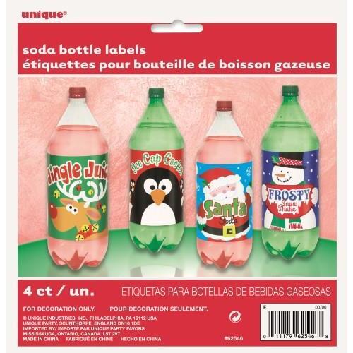 4 Christmas Soda Bottle Labels