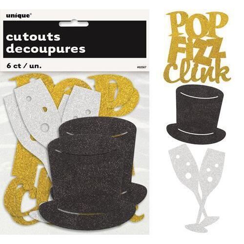 New Year 6 Mini Glitter Cutouts
