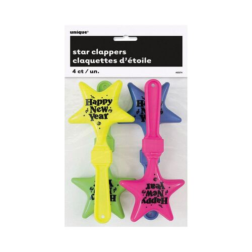 4 New Year Star Clappers- Neon