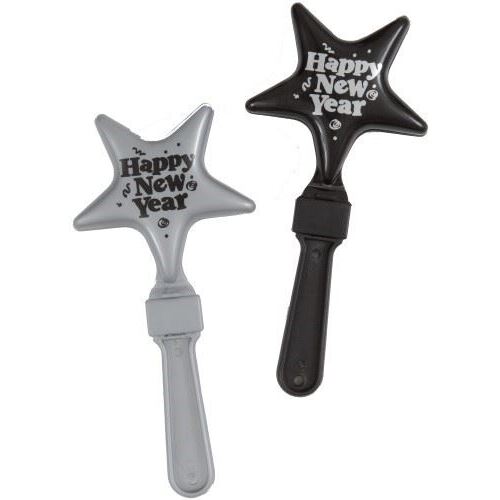New Year Star Clappers - Black & Silver