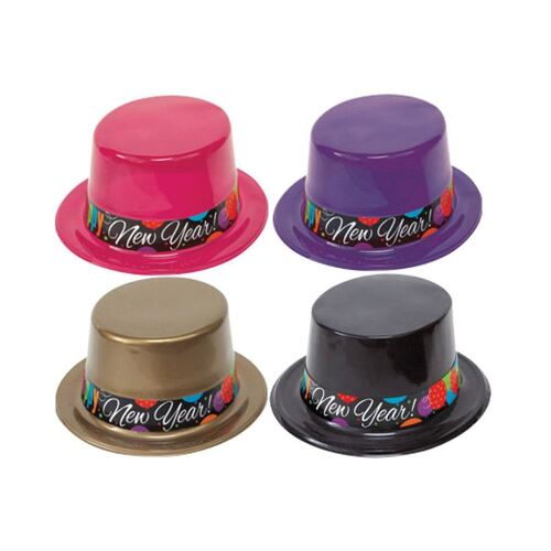 New Year's Cheer Plastic Top Hat