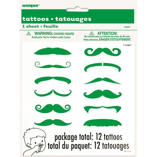 Green Moustache 1Finger Tattoos