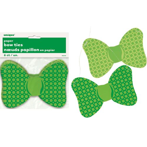 St Patrick's Paper Bow Ties Assorted 6 Pack