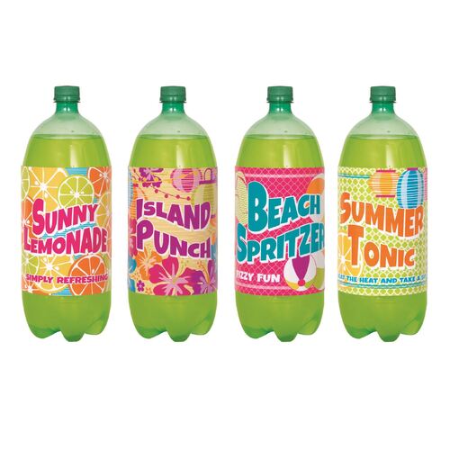 4 Luau Soda Bottle Labels