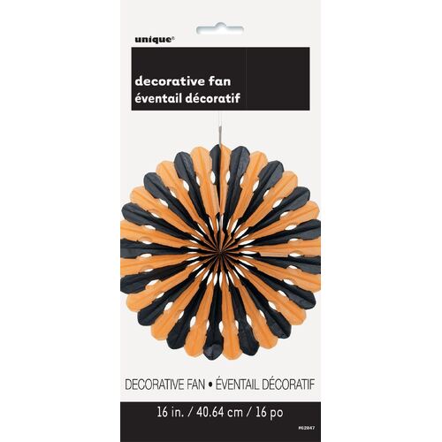 Decorative Fan Black & Orange