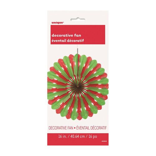 Decorative Fan 40cm -red+green