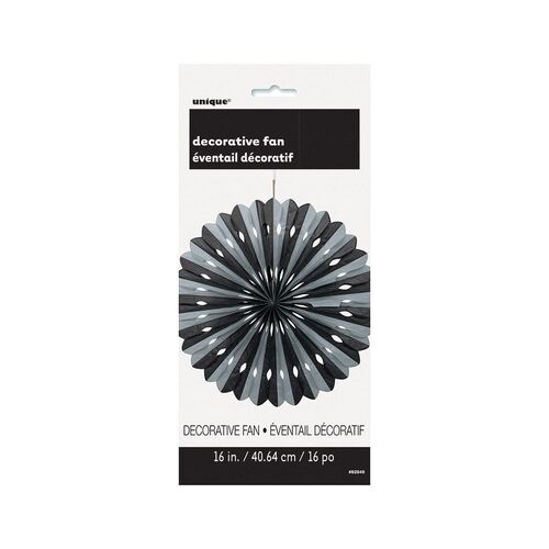 Decorative Fan 40cm-Black+Silver