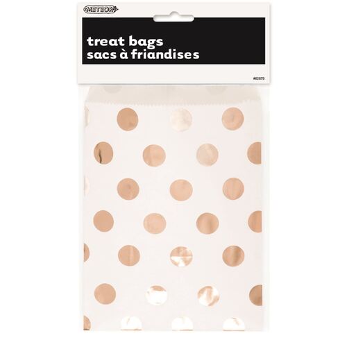 Rose Gold Dot  Treat Bags 8 Pack