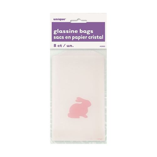 Pink Bunny Easter Glassine Treat Bags 8 Pack