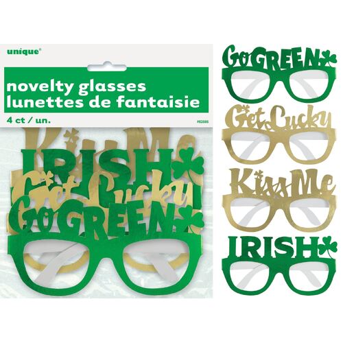 St Patrick's Day 4 Foil Party Glasses