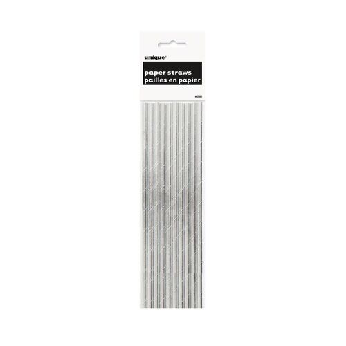 10 Silver Foil Paper Straws