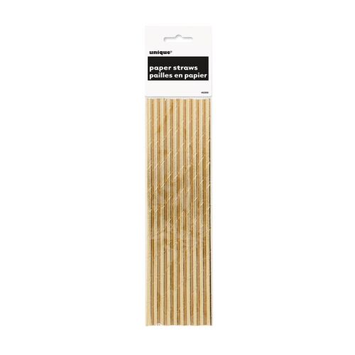 Gold Foil Paper Straws 10 Pack