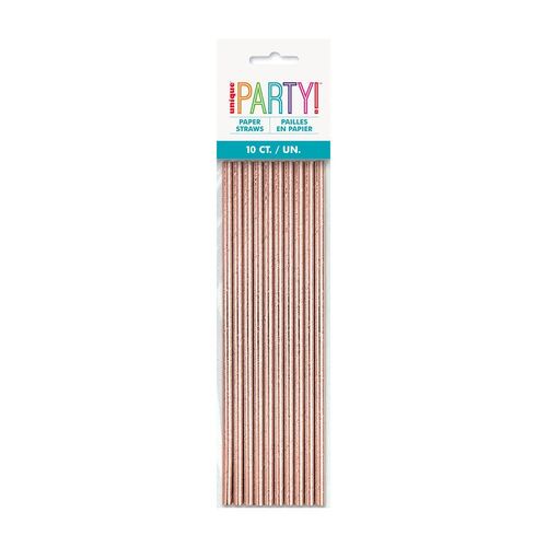 Rose Gold Foil Paper Straws 10 Pack