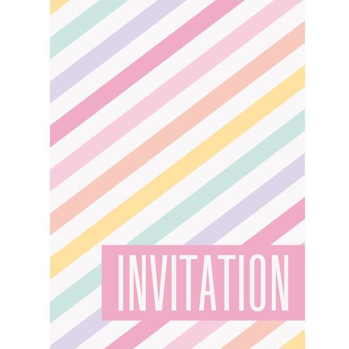 8 Pastel Stripes Invitations