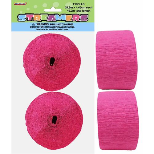 Crepe streamers Hot Pink 2 Pack